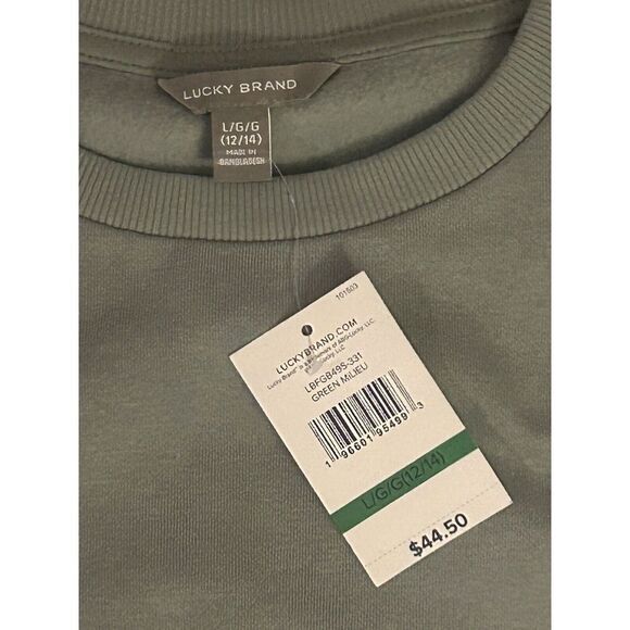 Lucky Brand Youth Large 12/14 Green Long Sleeve Pull Over NWT 334 - Picture 3 of 3